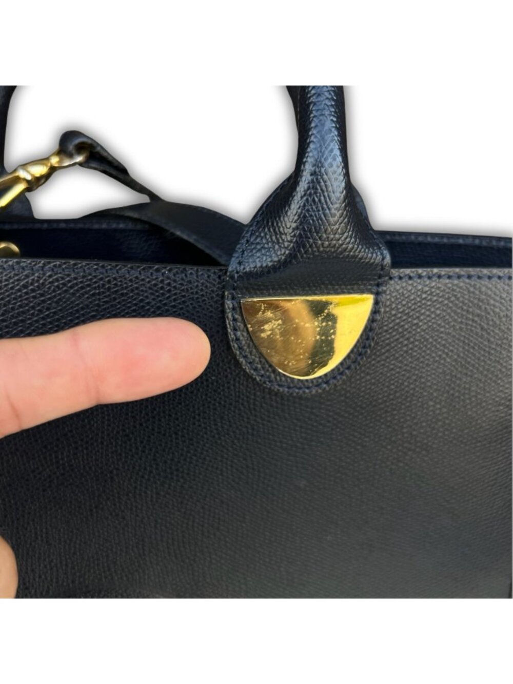 Lederer Black Leather Office Tote Bag With Gold-Tone Hardware & Handles - Picture 5 of 13